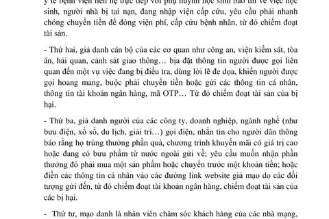 NÊU CAO TINH THẦN CẢNH GIÁC, ĐỀ PHÒNG CÁC THỦ ĐOẠN LỪA ĐẢO MỚI